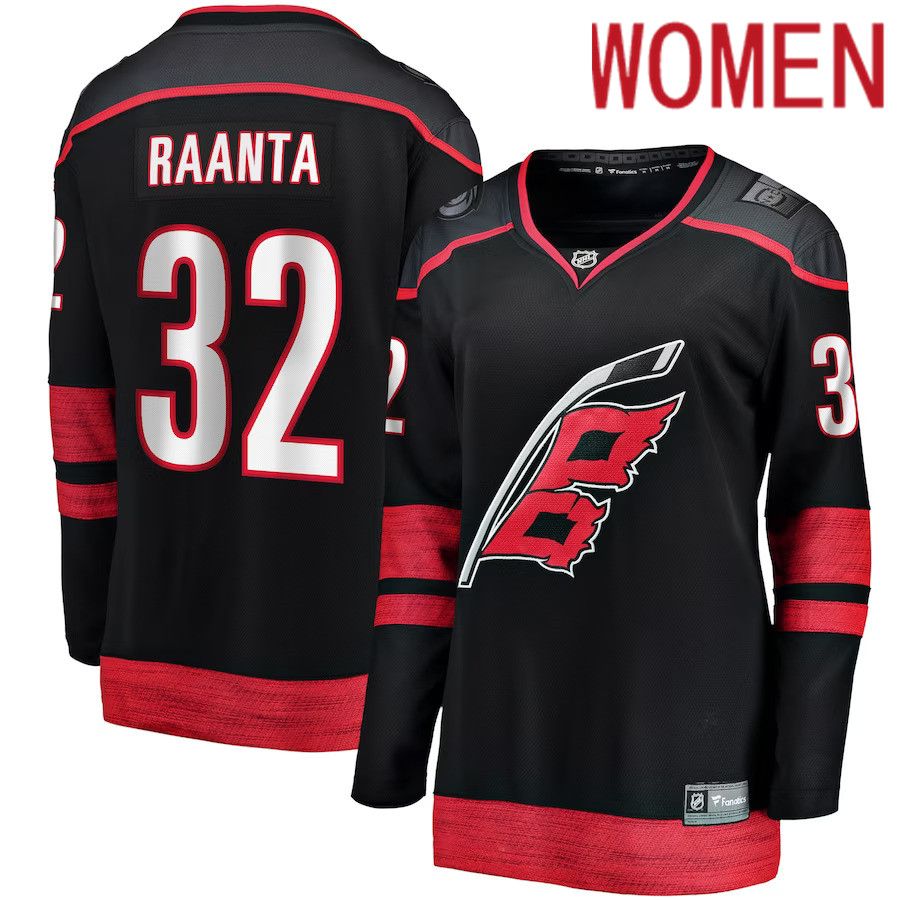 Women Carolina Hurricanes #32 Antti Raanta Fanatics Branded Black Home Breakaway Player NHL Jersey